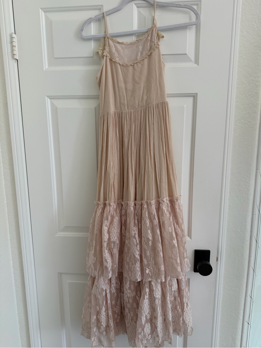 Blush Lace Tiered Maxi Skirt